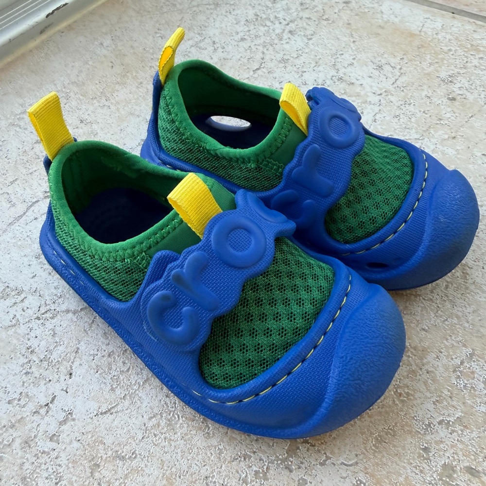CROCS Kids Blue, Green & Yellow Slip-On Water Shoes